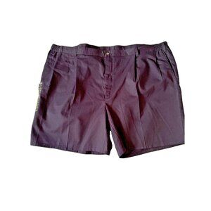 Haggar Mens Pleated Front Shorts 54W Dark Purple Full Cotton Elastic Waist Made